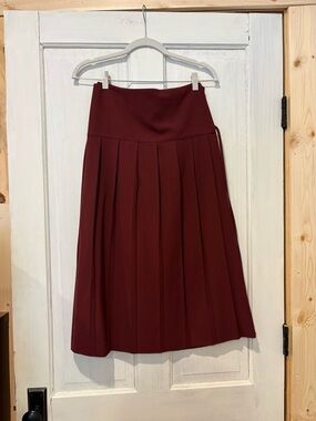 ASOS Burgundy Pleated Midi Skirt